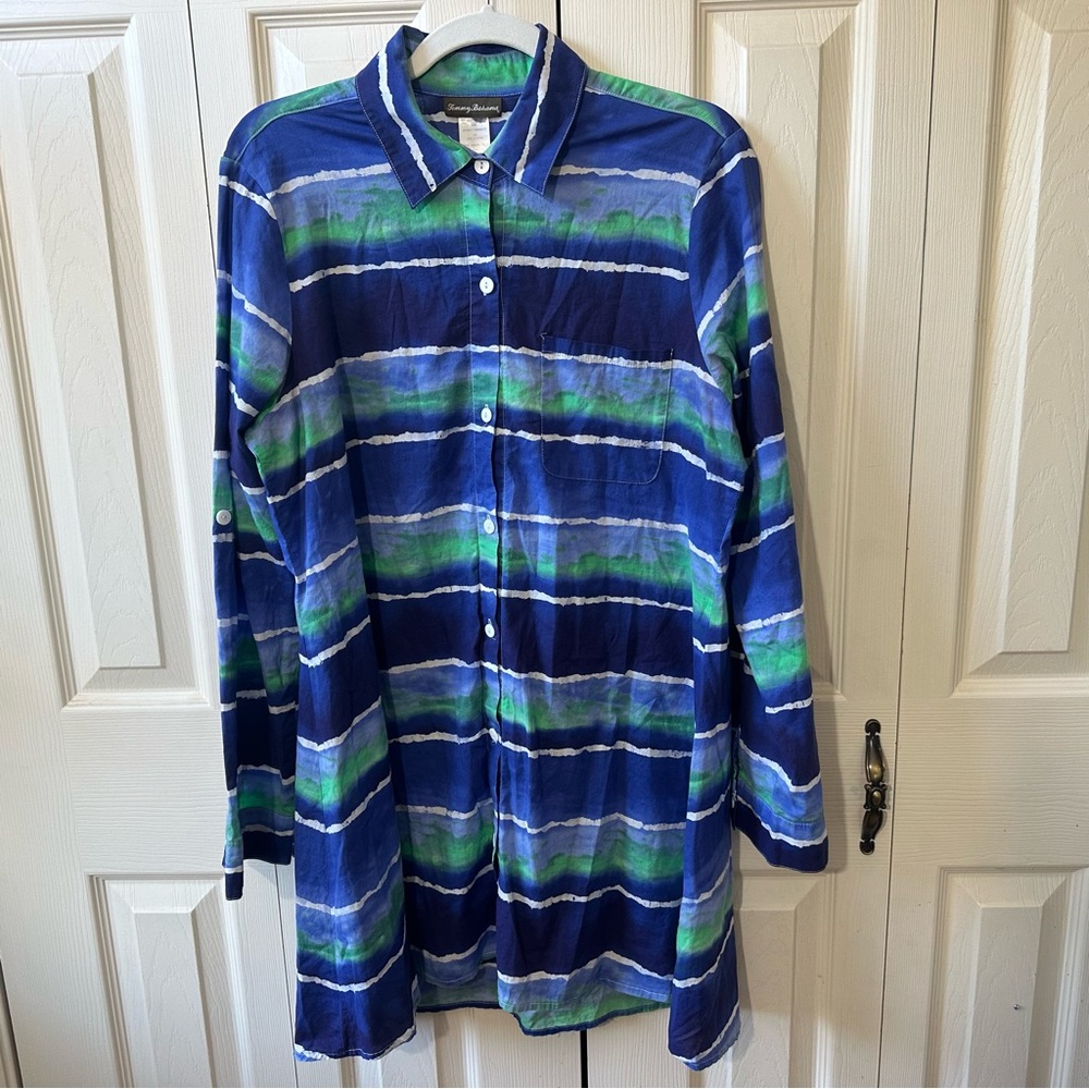 Tommy Bahama Coastal Roll Tab Sleeve Button Down Shirt Dress Women’s Size Small